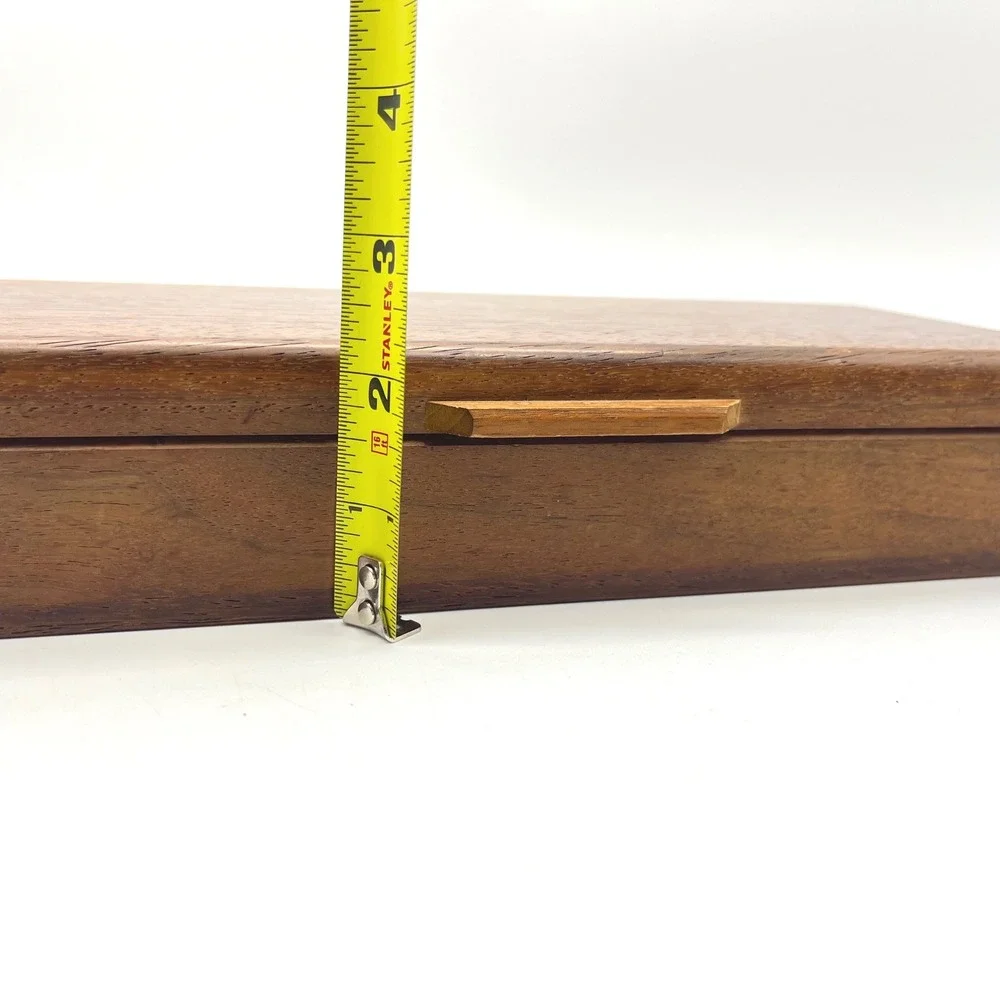 Vintage Handcrafted Wood Valet Box Felt Lined 4 Compartment Jewelry Watch Case